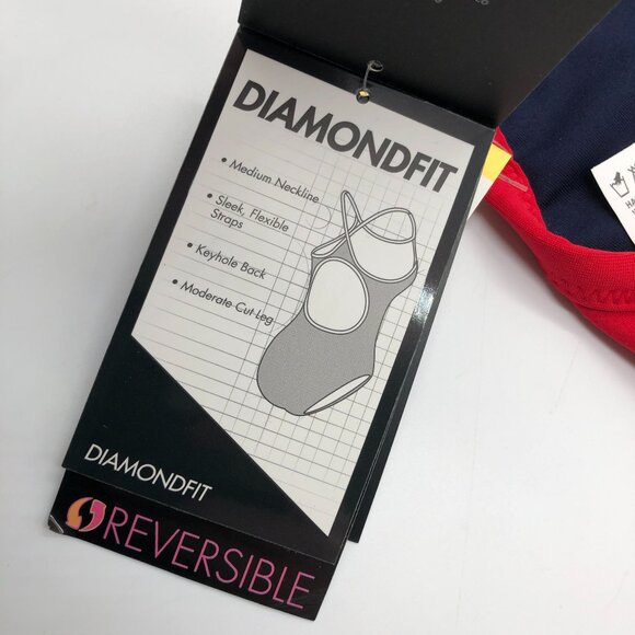 TYR Womens Guard Reversible Diamondfit Bikini Top UPF 50 Red Blue XS - Picture 5 of 9